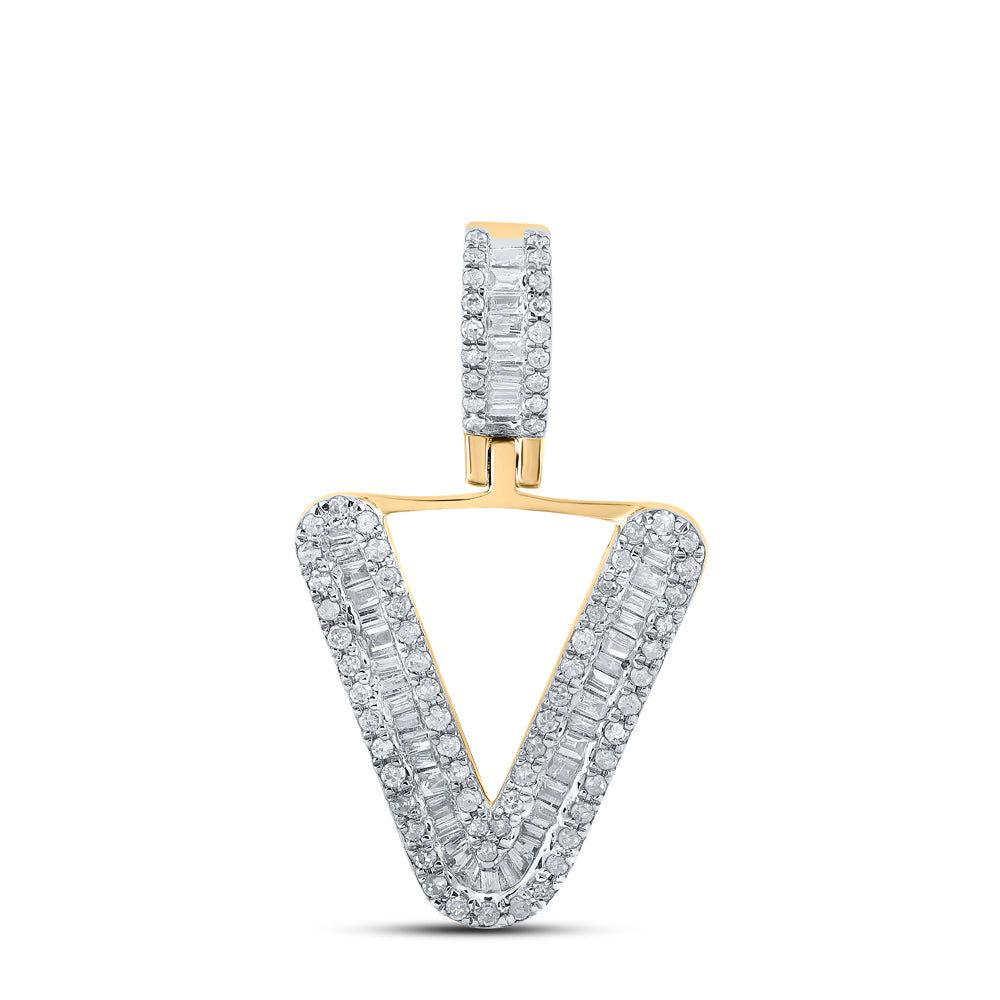 3/8CTW-DIA P1P2 MENS INITIAL "V" PENDANT