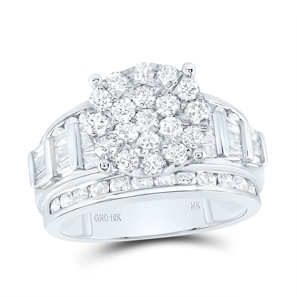 10K White Gold 2 CTW-Natural Diamond Fashion Round Ring S9 5.25 Gram
