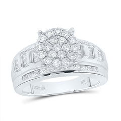10K White Gold 1 CTW-Natural Diamond Fashion Round Ring S10 4.91 Gram
