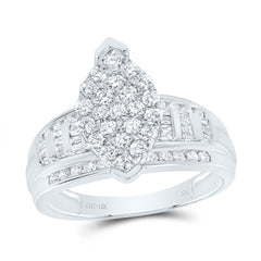 10K White Gold 1 CTW-Natural Diamond Fashion Marquise Ring S8 5.1 Gram