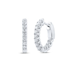 14K White Gold 1 CTW-Natural Diamond Hoops Earring 4.53 Gram