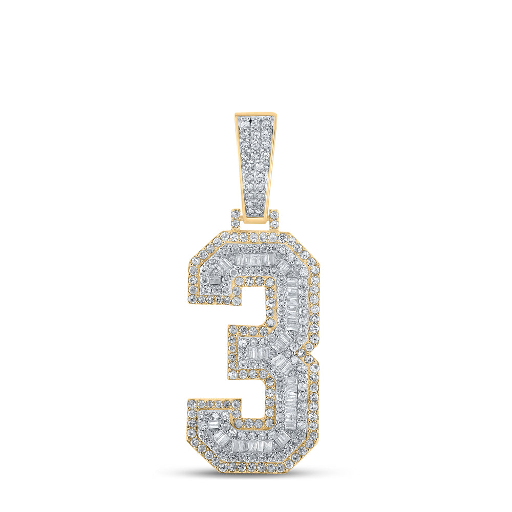 1 1/2CTW-DIA CN NUMBER "3" MENS CHARM