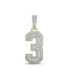 1 1/2CTW-DIA CN NUMBER "3" MENS CHARM