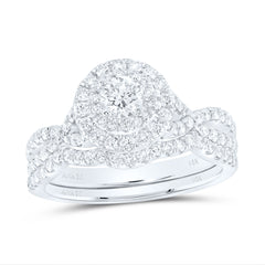1 CTW-DIA ANA M 1/3CT-CRD BRIDAL SET DOUBLE HALO