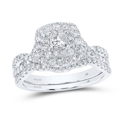 1 CTW-DIA ANA M 1/3CT-CPR BRIDAL SET DOUBLE HALO