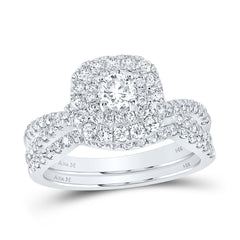 1 CTW-DIA ANA M 1/3CT-CRD BRIDAL SET DOUBLE HALO