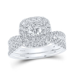 1 1/2CTW-DIA ANA M 3/8CT-CRD BRIDAL SET DOUBLE HALO