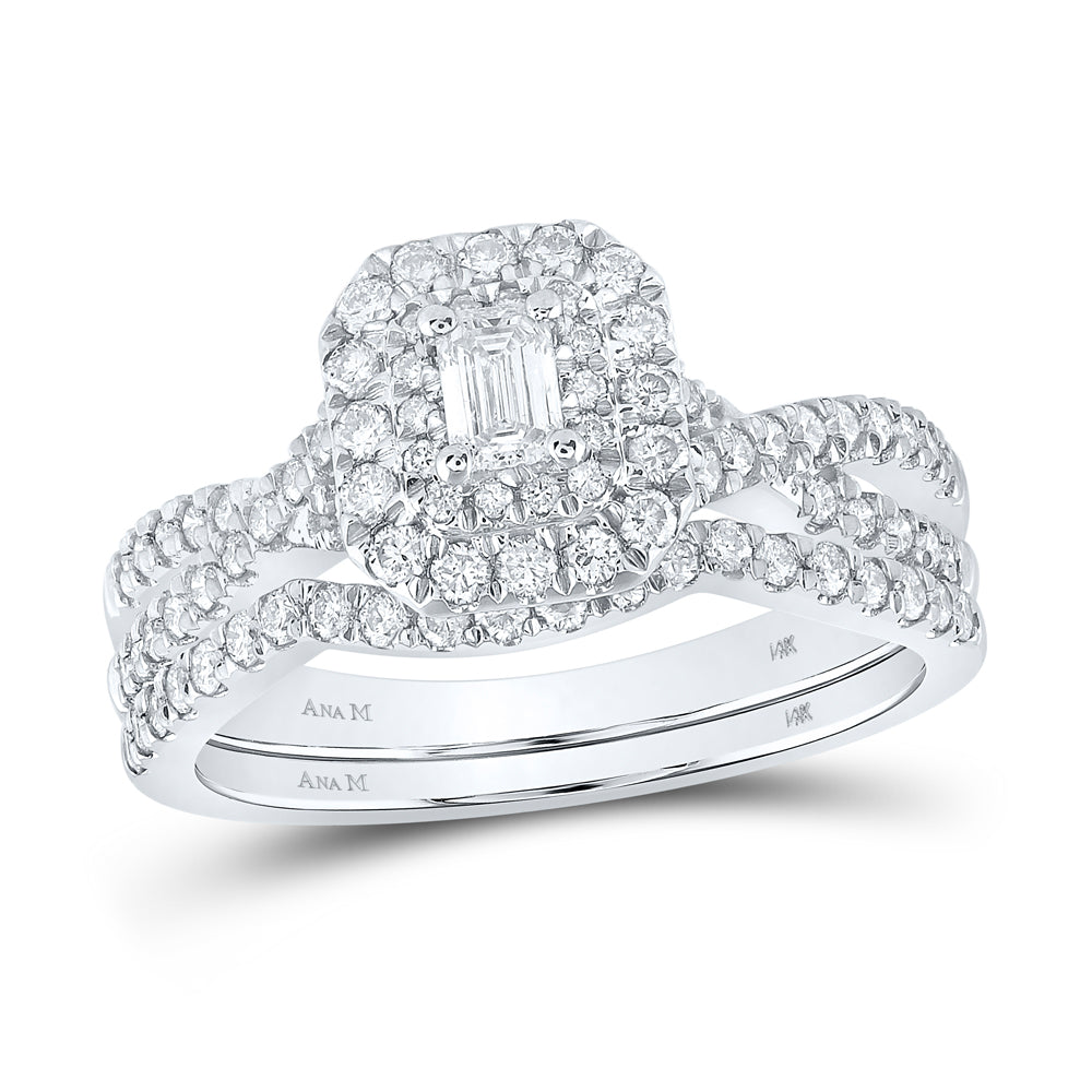 1 CTW-DIA ANA M 1/5CT-CEME BRIDAL SET DOUBLE HALO
