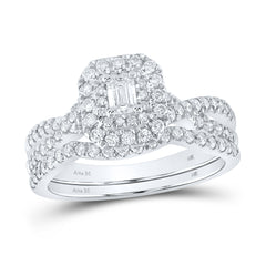 1 CTW-DIA ANA M 1/5CT-CEME BRIDAL SET DOUBLE HALO