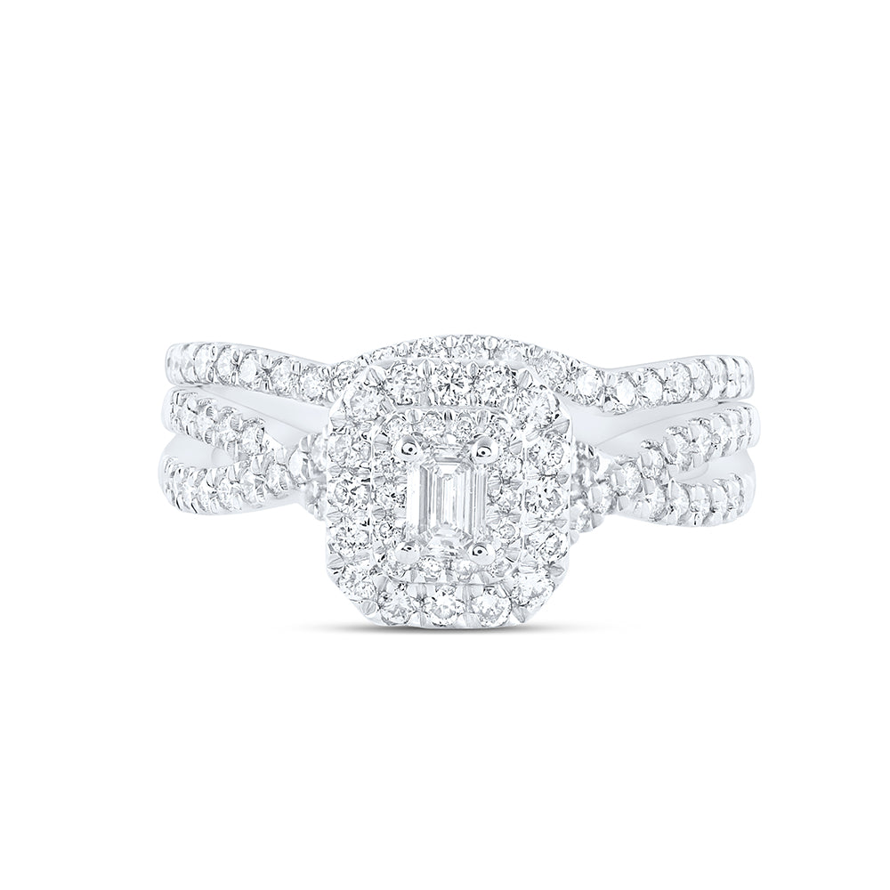1 CTW-DIA ANA M 1/5CT-CEME BRIDAL SET DOUBLE HALO