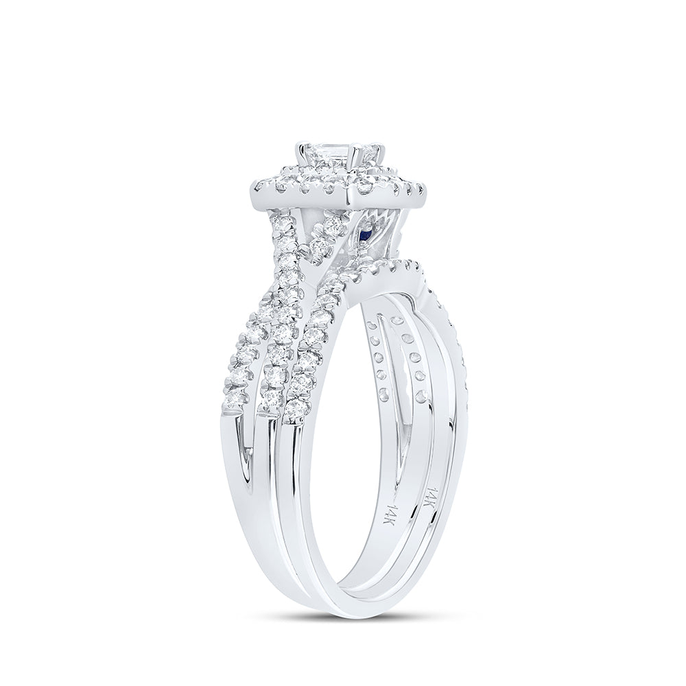 1 CTW-DIA ANA M 1/5CT-CEME BRIDAL SET DOUBLE HALO