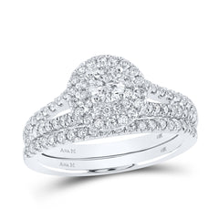 1 CTW-DIA ANA M 1/3CT-CRD BRIDAL SET DOUBLE HALO