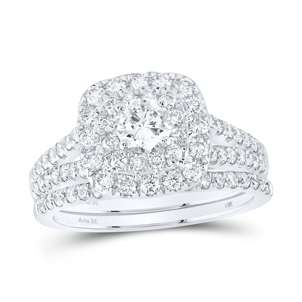 1 1/2CTW-DIA ANA M 3/8CT-CRD BRIDAL SET DOUBLE HALO