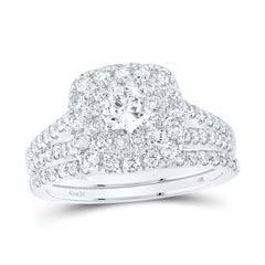 1 1/2CTW-DIA ANA M 3/8CT-CRD BRIDAL SET DOUBLE HALO