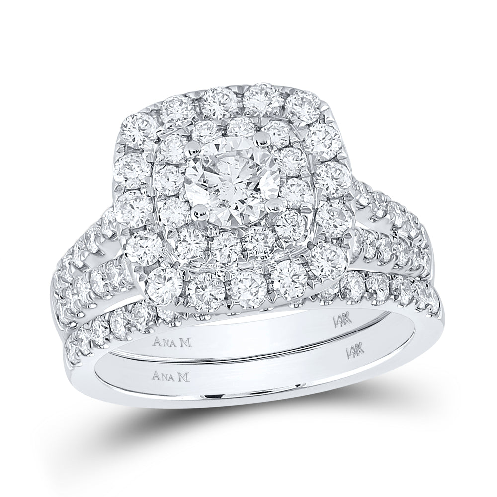 2 CTW-DIA ANA M 1/2CT-CRD BRIDAL SET DOUBLE HALO