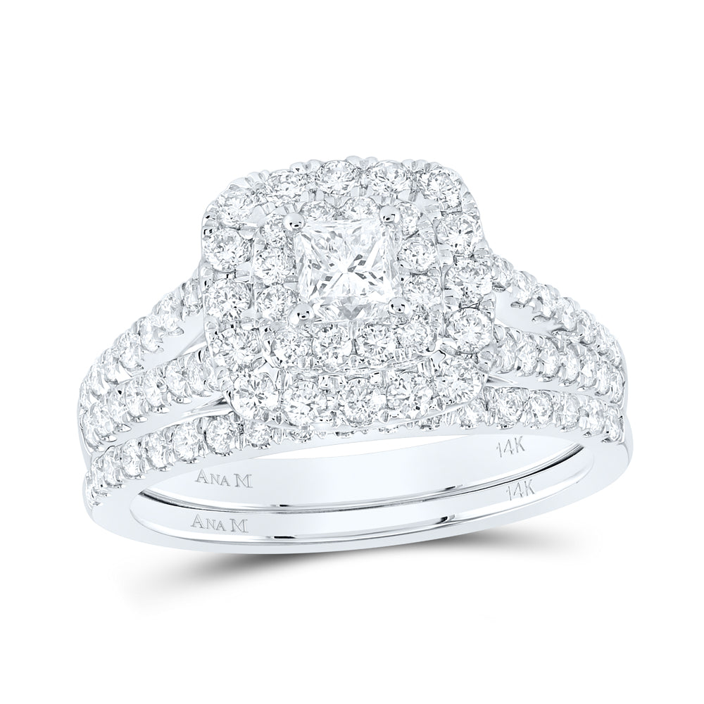 1 1/2CTW-DIA ANA M 3/8CT-CPR BRIDAL SET DOUBLE HALO