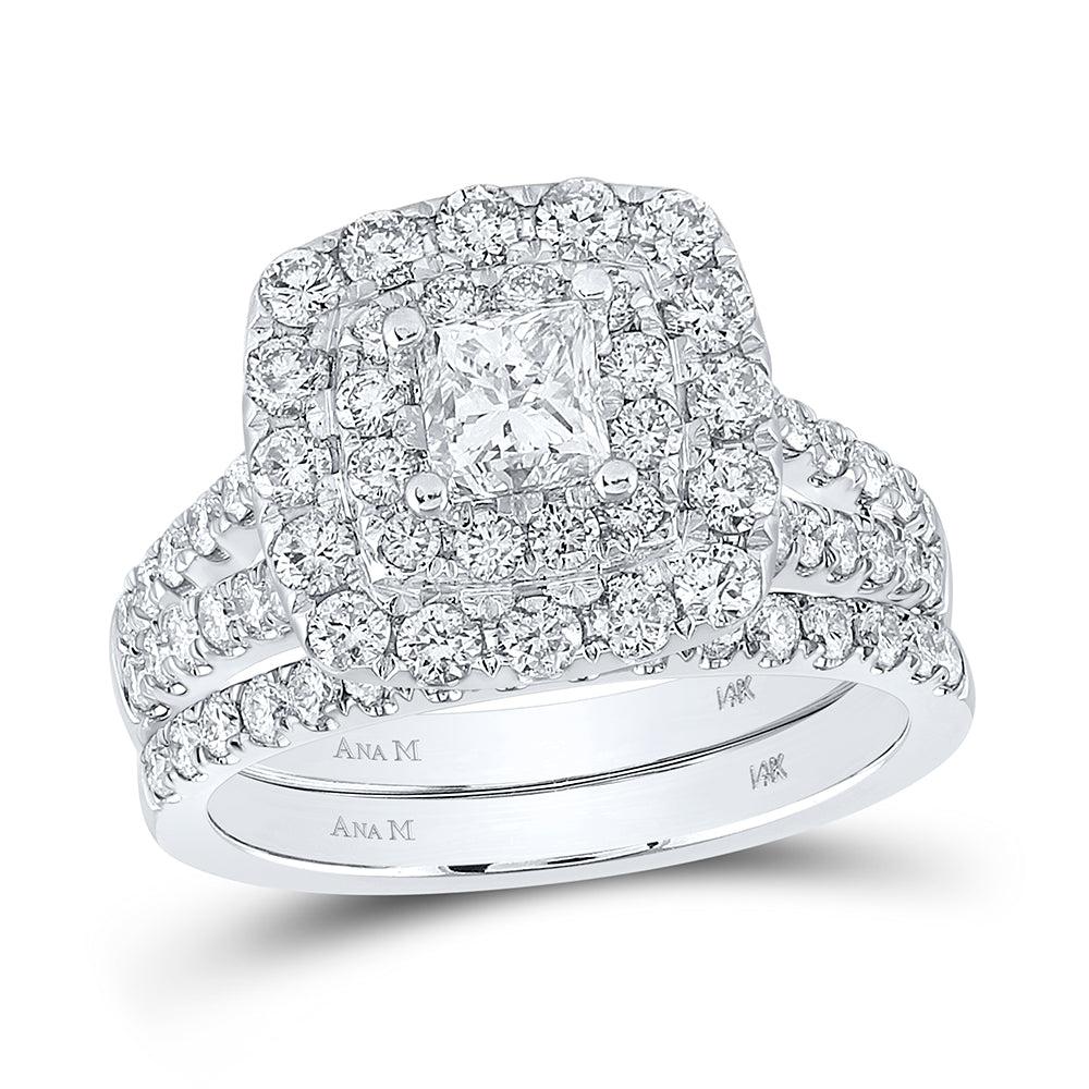 2 CTW-DIA ANA M 1/2CT-CPR BRIDAL SET DOUBLE HALO