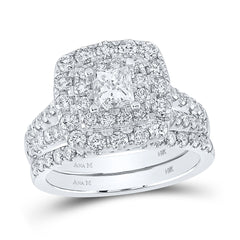 2 CTW-DIA ANA M 1/2CT-CPR BRIDAL SET DOUBLE HALO