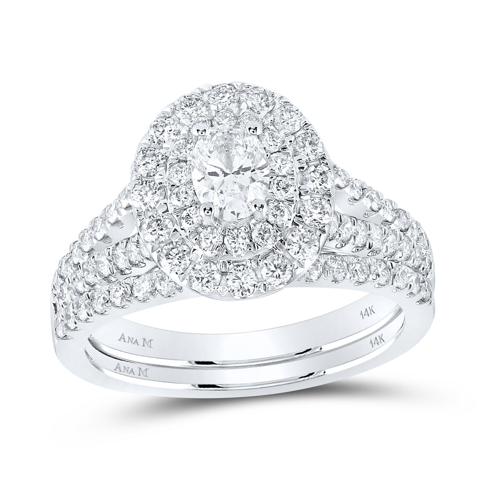 1 1/2CTW-DIA ANA M 3/8CT-COVAL BRIDAL SET DOUBLE HALO