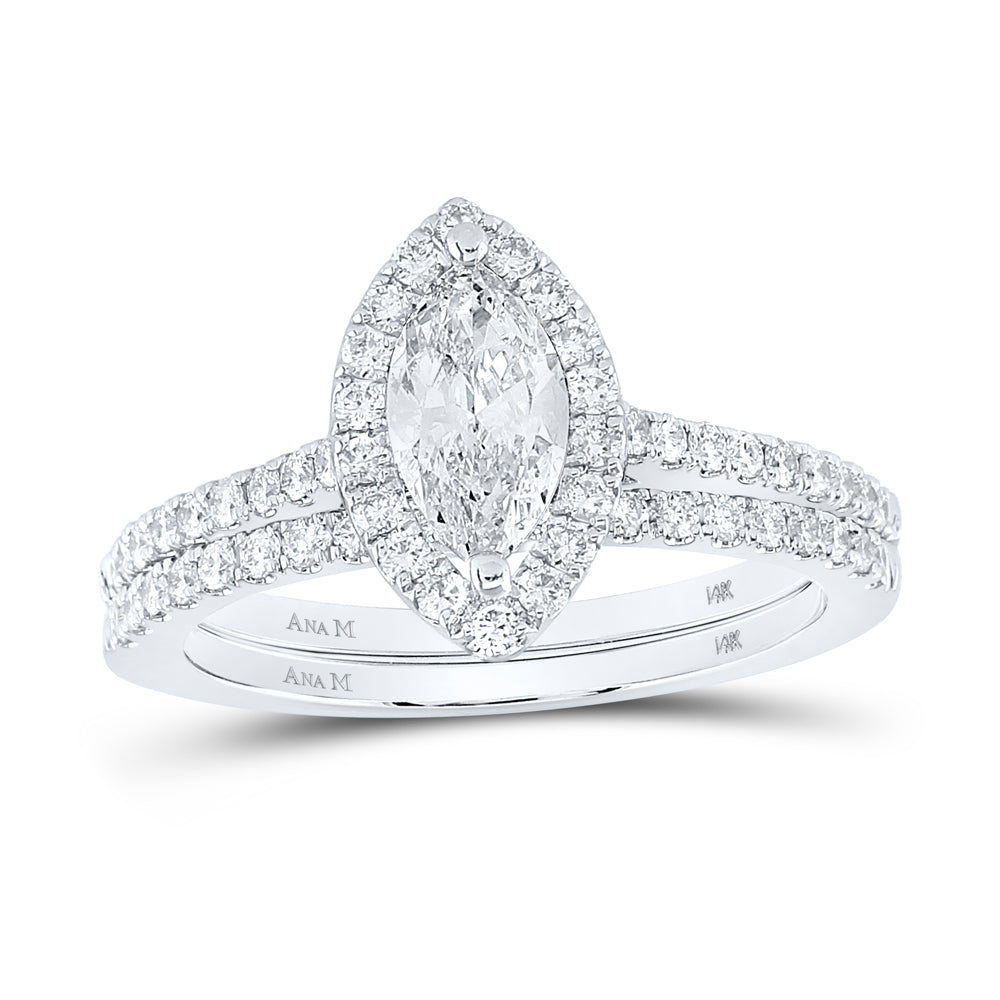 1 1/4CTW-DIA ANA M 3/4CT-CMQ BRIDAL SET SINGLE HALO