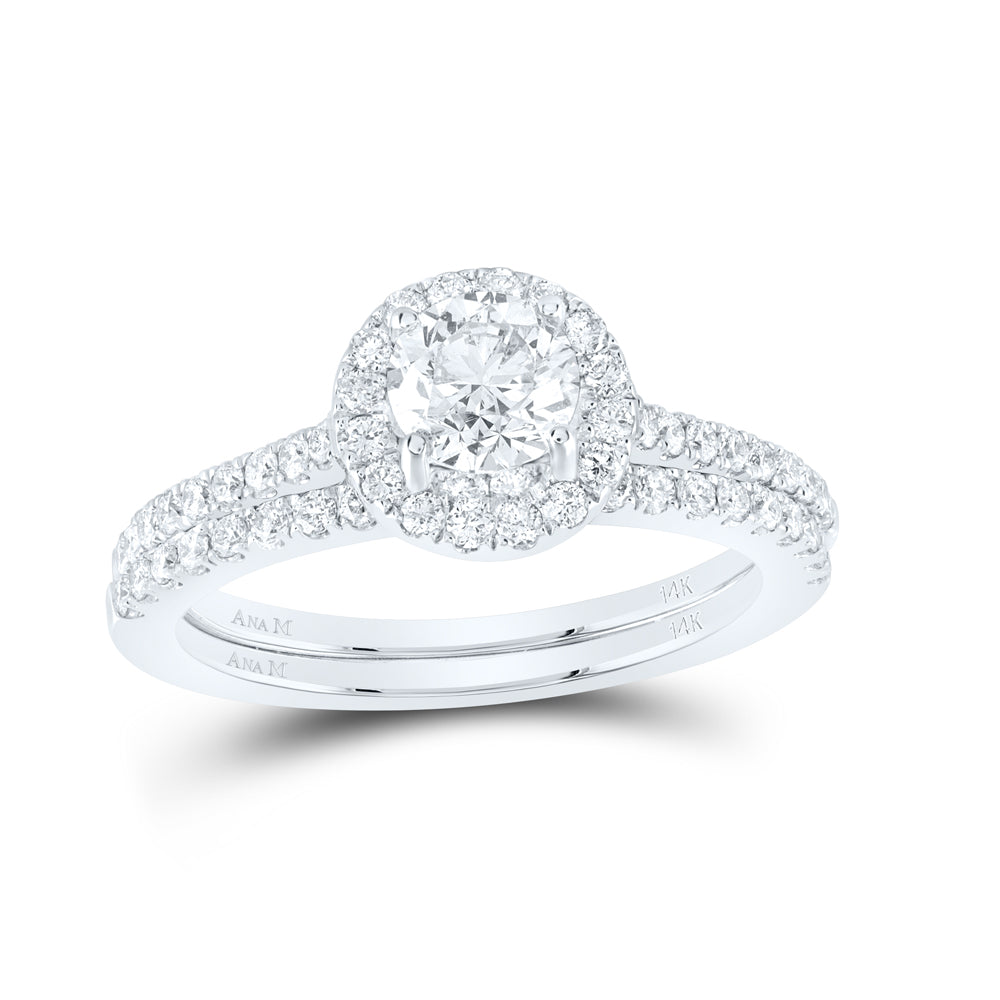 1 1/4CTW-DIA ANA M 3/4CT-CRD BRIDAL SET SINGLE HALO