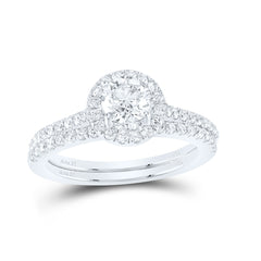 1 1/4CTW-DIA ANA M 3/4CT-CRD BRIDAL SET SINGLE HALO