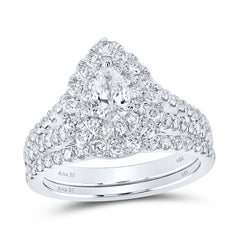 1 1/2CTW-DIA ANA M 3/8CT-CPEAR BRIDAL SET DOUBLE HALO