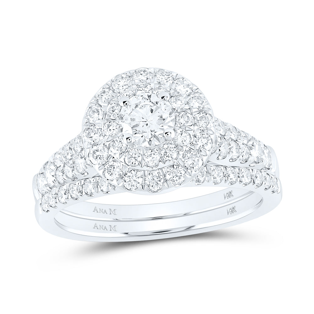 1 1/2CTW-DIA ANA M 3/8CT-CRD BRIDAL SET DOUBLE HALO