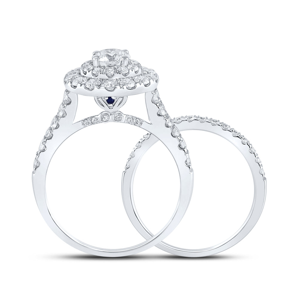 2 CTW-DIA ANA M 1/2CT-CRD  BRIDAL SET DOUBLE HALO