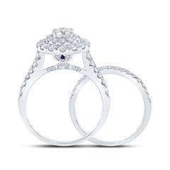 2 CTW-DIA ANA M 1/2CT-CRD  BRIDAL SET DOUBLE HALO