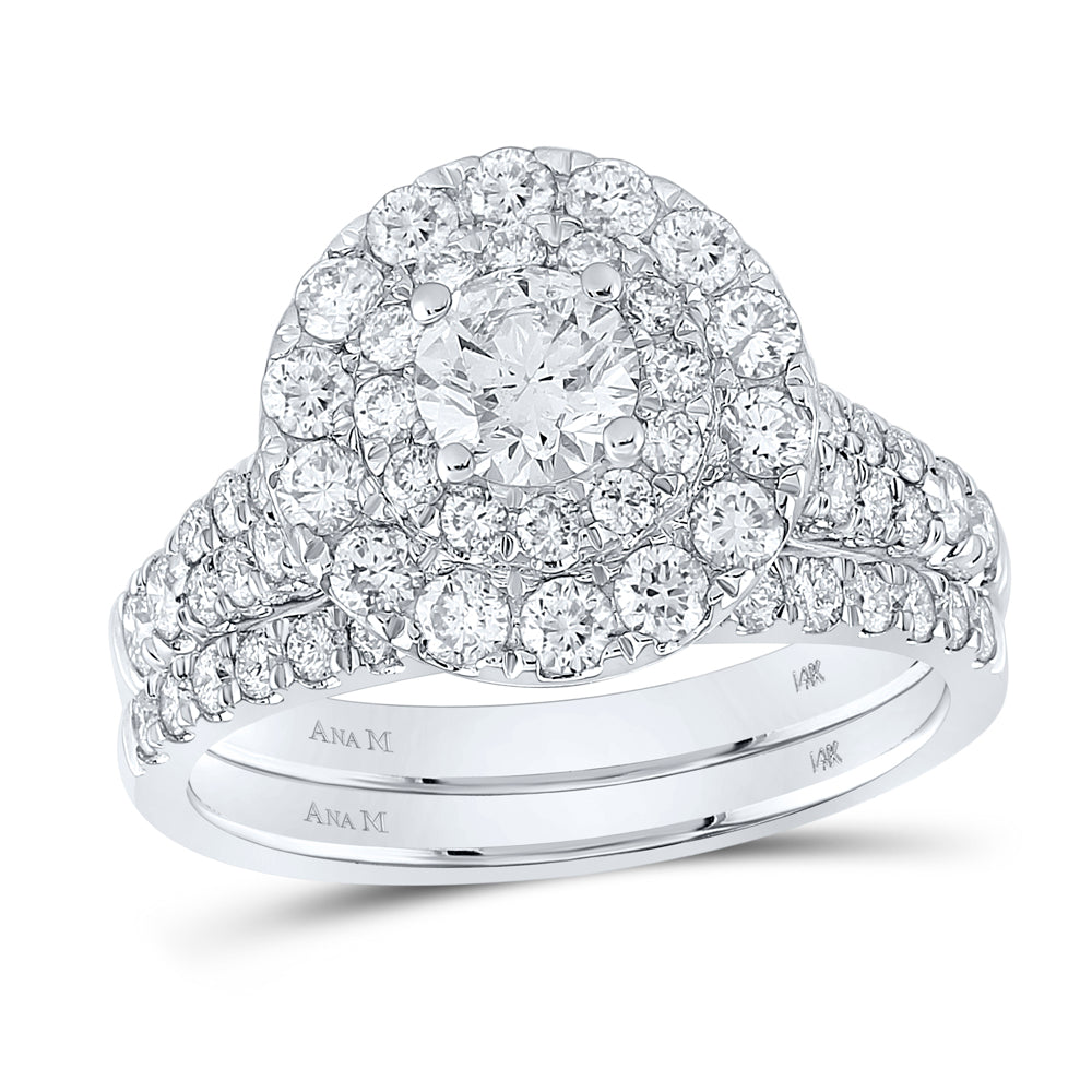 2 CTW-DIA ANA M 1/2CT-CRD  BRIDAL SET DOUBLE HALO