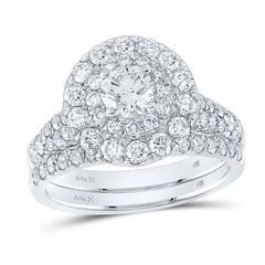 2 CTW-DIA ANA M 1/2CT-CRD  BRIDAL SET DOUBLE HALO
