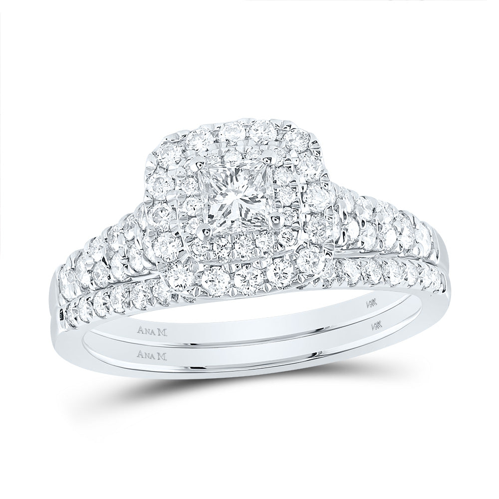 1 CTW-DIA ANA M 1/5CT-CPR BRIDAL SET DOUBLE HALO