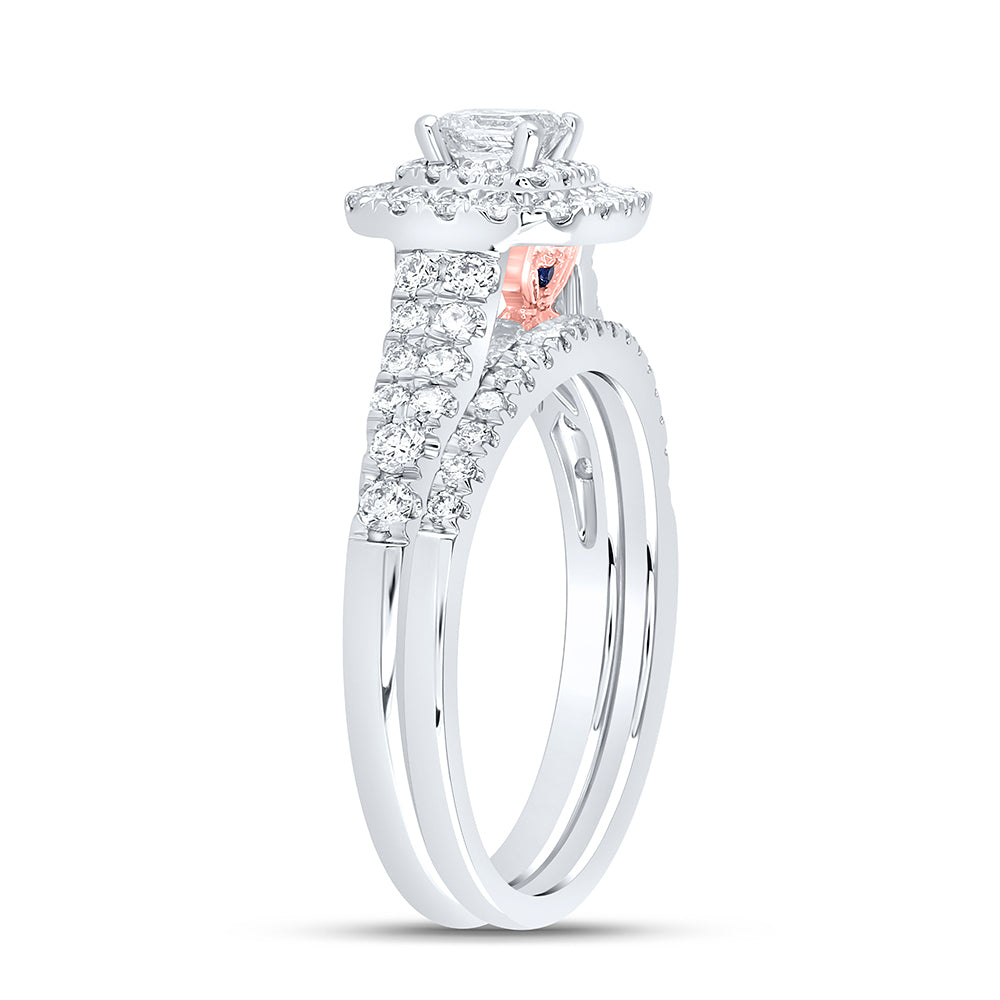 1 CTW-DIA ANA M 1/3CT-CPR BRIDAL SET DOUBLE HALO