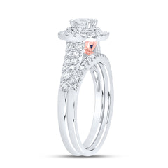 1 CTW-DIA ANA M 1/3CT-CPR BRIDAL SET DOUBLE HALO