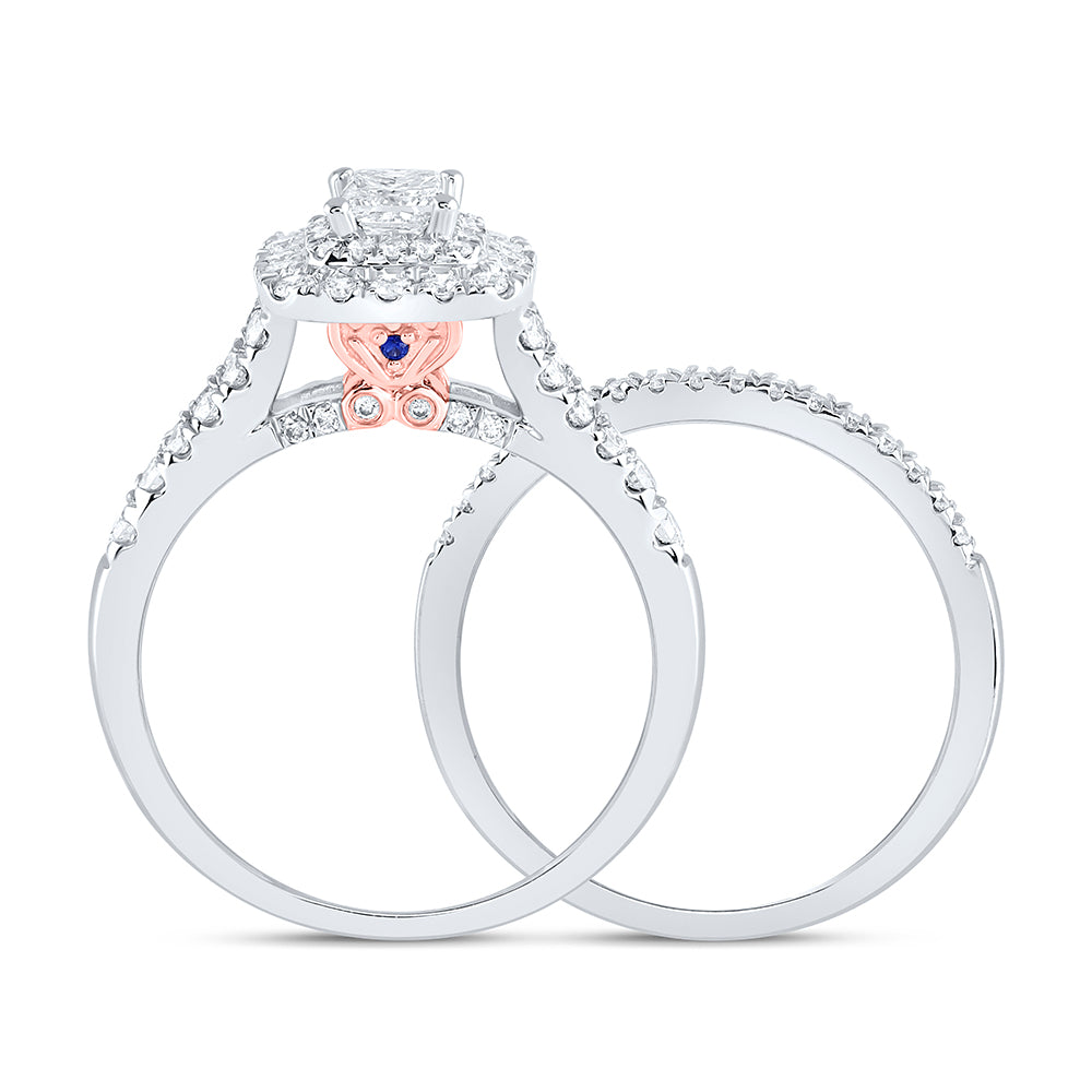 1 CTW-DIA ANA M 1/3CT-CPR BRIDAL SET DOUBLE HALO