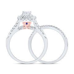 1 CTW-DIA ANA M 1/3CT-CPR BRIDAL SET DOUBLE HALO