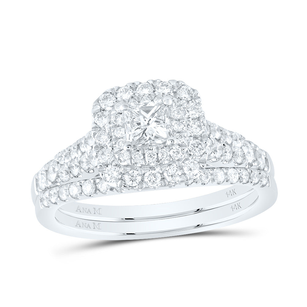 1 CTW-DIA ANA M 1/3CT-CPR BRIDAL SET DOUBLE HALO