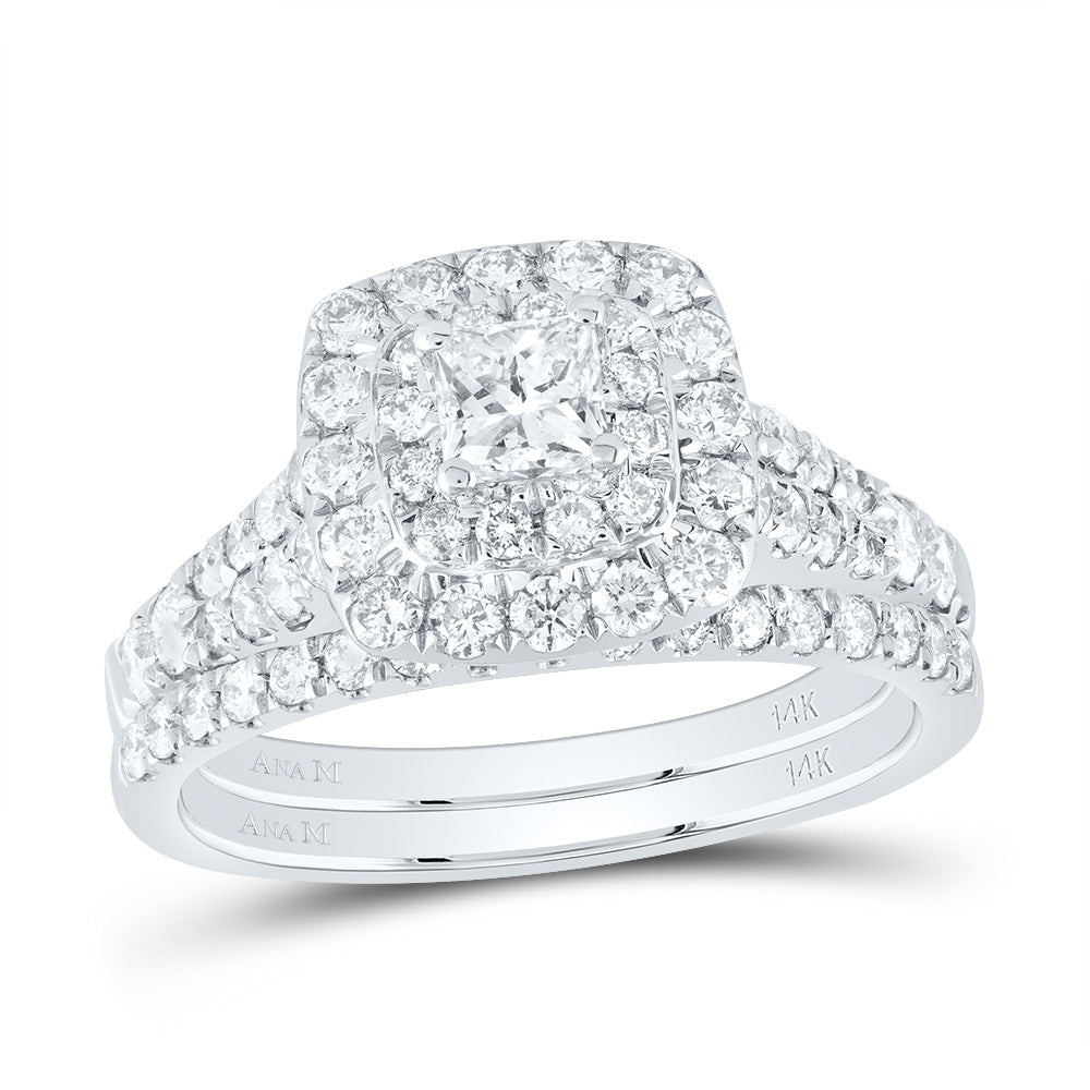 1 1/2CTW-DIA ANA M 3/8CT-CPR BRIDAL SET DOUBLE HALO