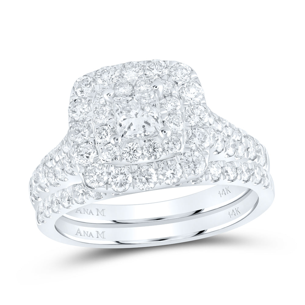 2 CTW-DIA ANA M 1/2CT-CPR BRIDAL SET DOUBLE HALO