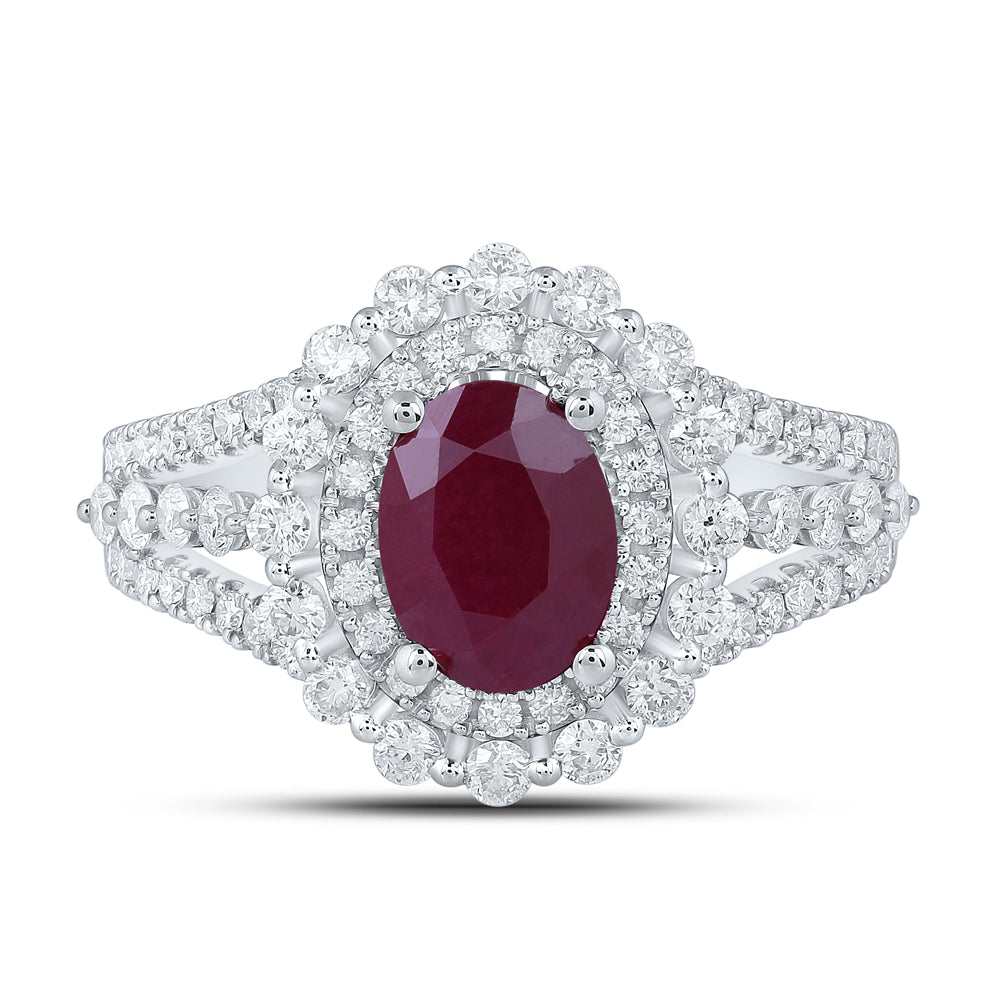 7/8CTW-DIA ANA M 8x6MM RUBY-OVAL NAT GEM RING