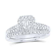 1 CTW-DIA ANA M 1/3CT-CEME BRIDAL SET DOUBLE HALO