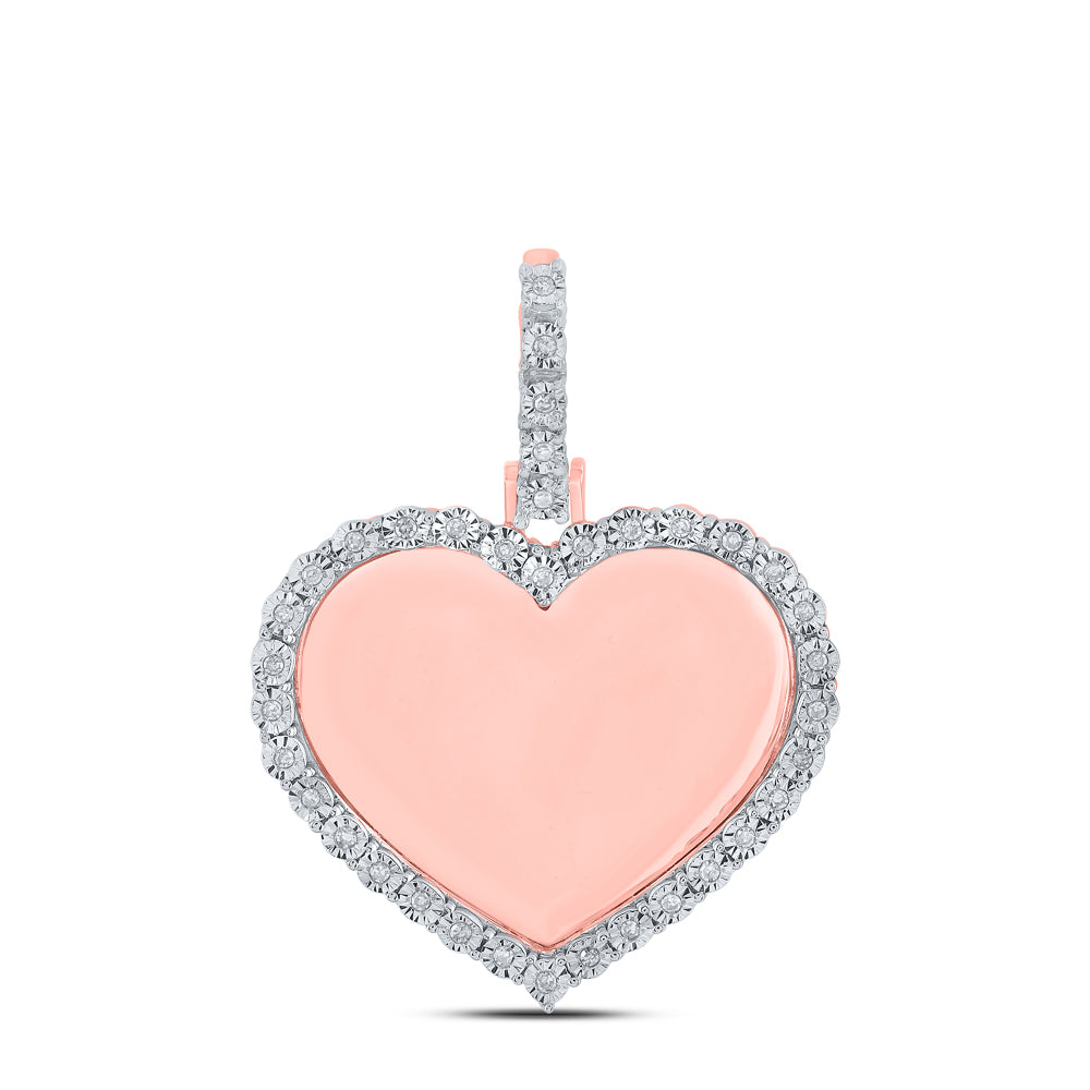 10K Rose Gold 1/10 CTW-Natural Diamond Fanuk Memory Heart Pendant 4.76 Gram