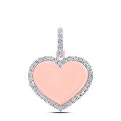 10K Rose Gold 1/10 CTW-Natural Diamond Fanuk Memory Heart Pendant 4.76 Gram