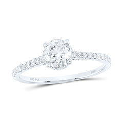 14k White Gold Round Diamond Solitaire Bridal Engagement Ring 1 Cttw (Certified)