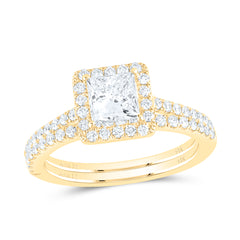 1 1/2CTW-DIA ANA M 1CT-CPR SINGLE HALO BRIDAL SET