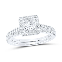 1 1/2CTW-DIA ANA M 1CT-CPR SINGLE HALO BRIDAL SET