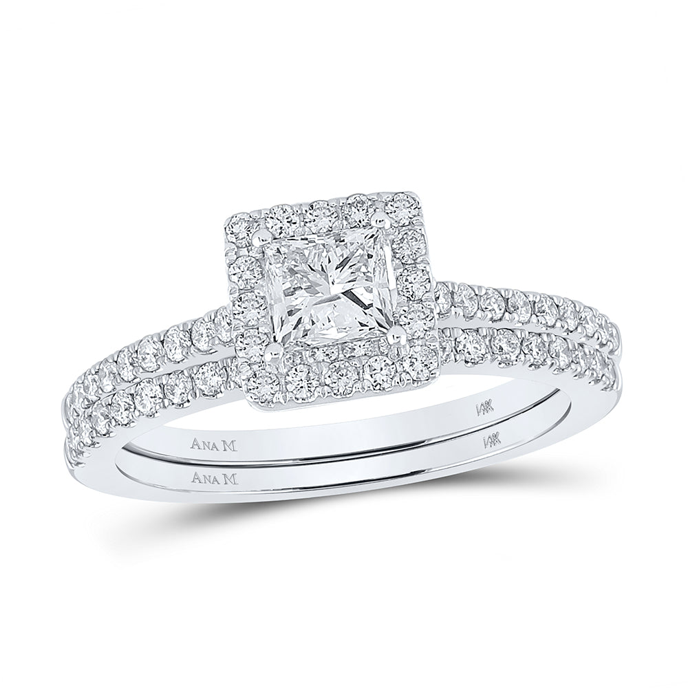 1 1/4CTW-DIA ANA M 3/4CT-CPR BRIDAL SET SINGLE HALO