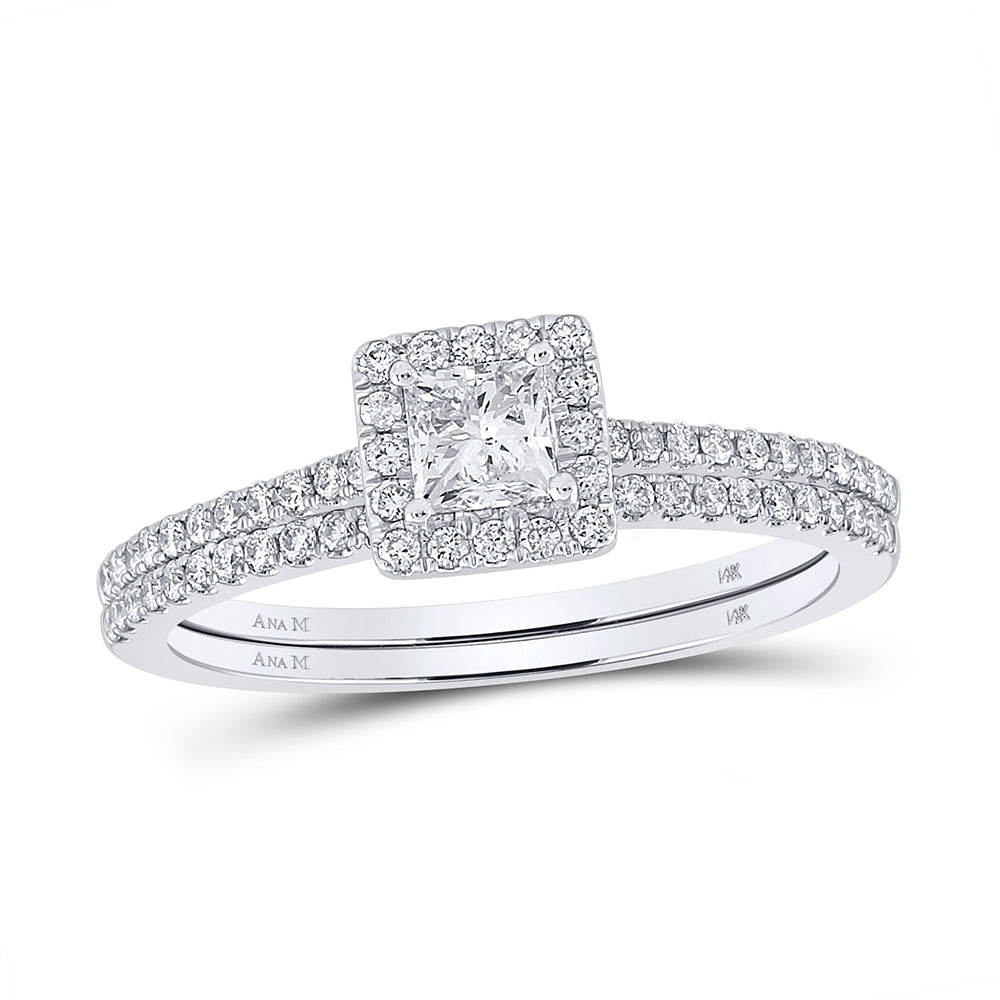 5/8CTW-DIA ANA M 1/3CT-CPR BRIDAL SET SINGLE HALO