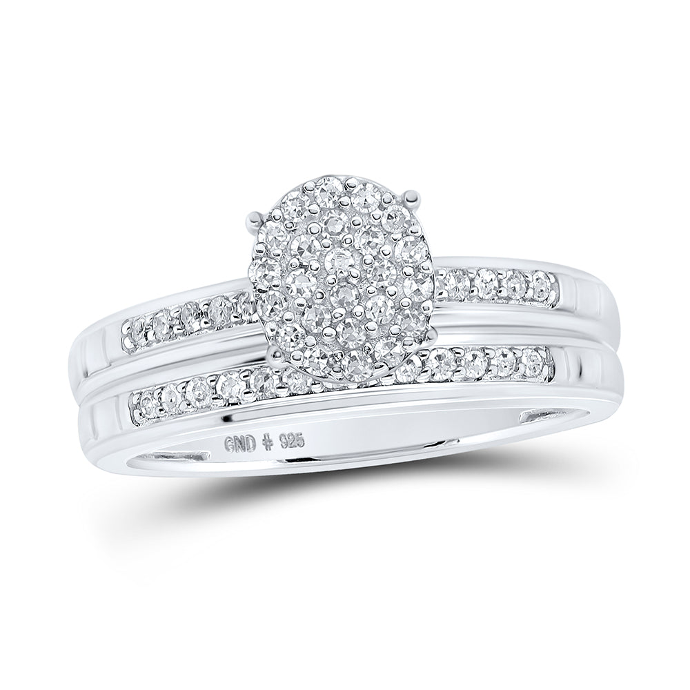 Sterling Silver 1/2 CTW-Natural Diamond Gift Oval Trio Set 7.44 Gram
